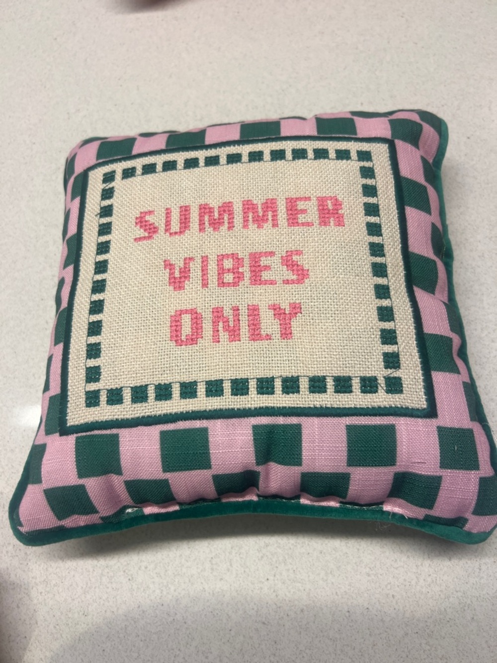 Summer Vibes Only Decorative Pillow - Pink & Green